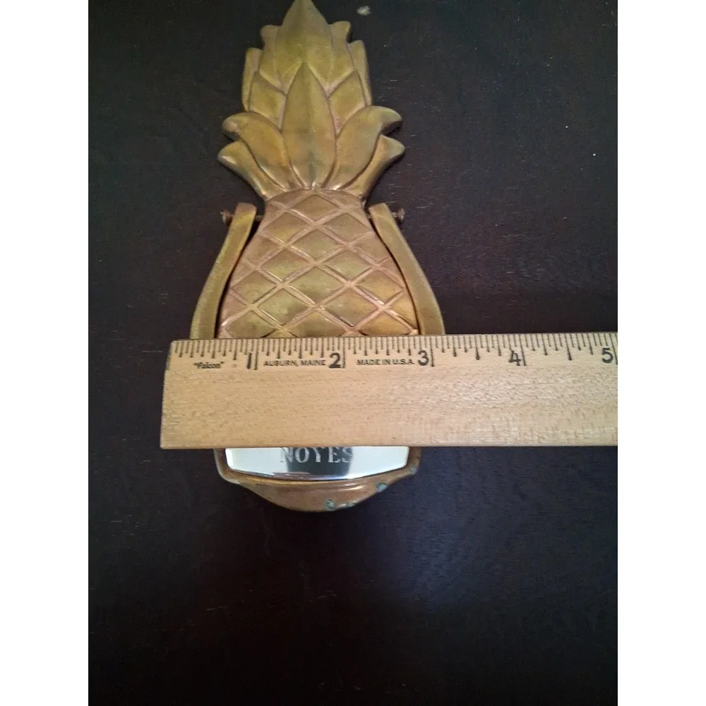 Vintage All Brass Pineapple Door Knocker Great Tarnish. Name NOYES